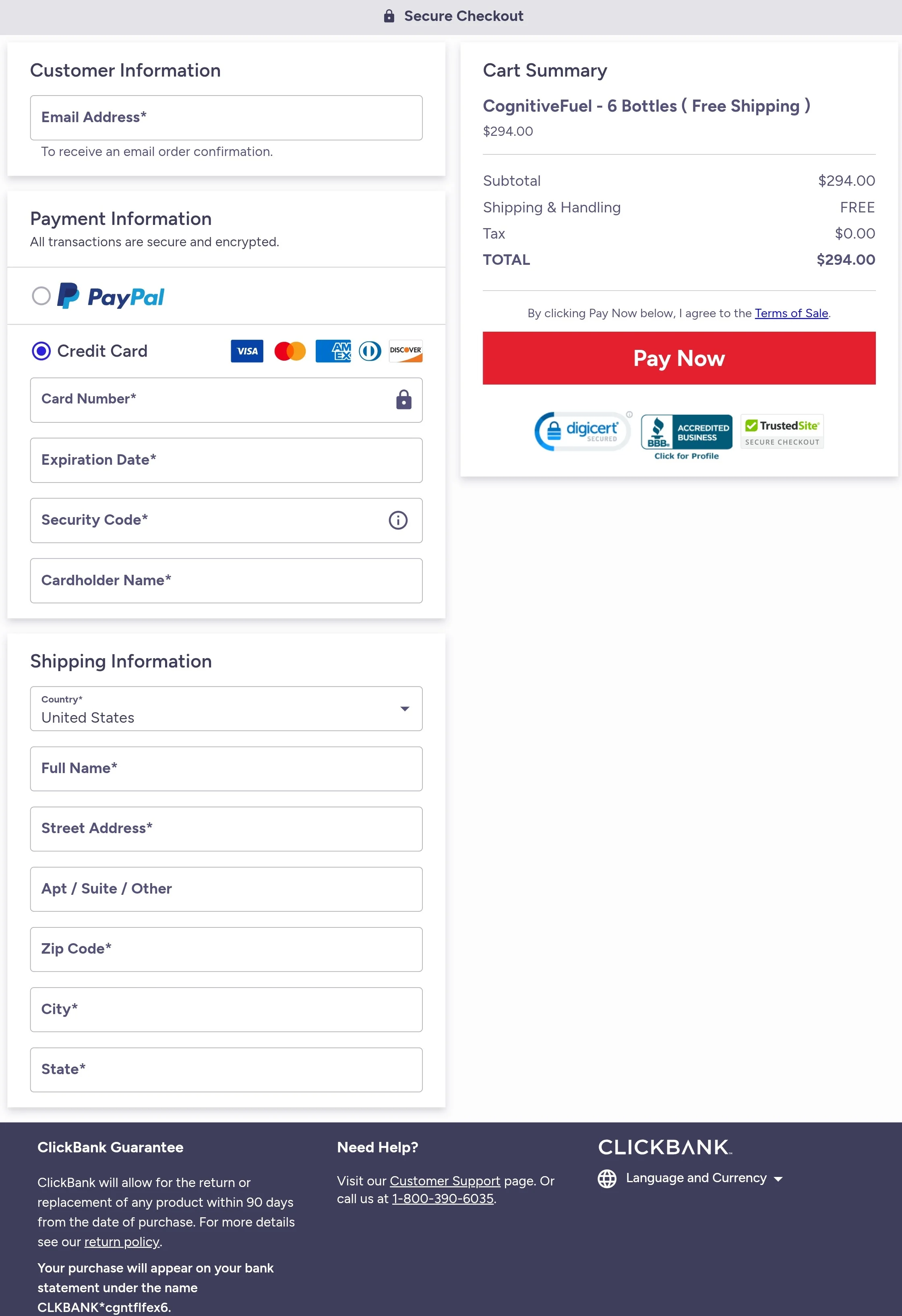 CognitiveFuel order form